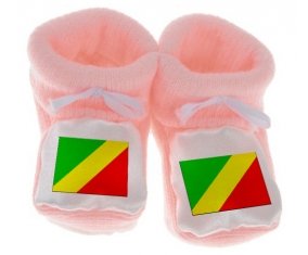 Chausson bébé Drapeau République du Congo de couleur Rose