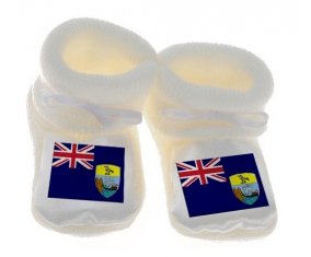 Chausson bébé Drapeau Sainte-Hélène de couleur Blanc