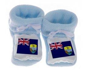 Chausson bébé Drapeau Sainte-Hélène de couleur Bleu