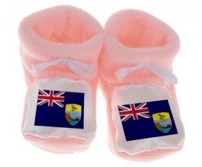 Chausson bébé Drapeau Sainte-Hélène de couleur Rose