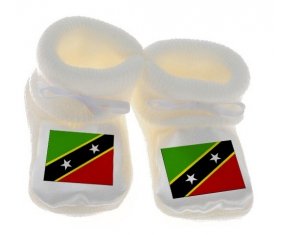 Chausson bébé Drapeau Saint-Christophe-et-Niévès de couleur Blanc