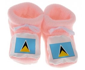 Chausson bébé Drapeau Sainte-Lucie de couleur Rose