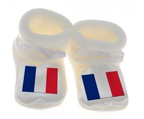 Chausson bébé Drapeau Saint Martin de couleur Blanc