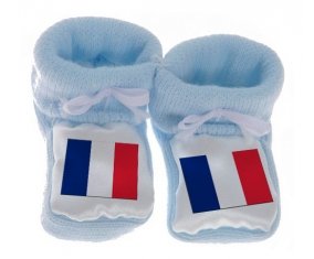 Chausson bébé Drapeau Saint Martin de couleur Bleu