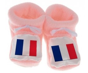 Chausson bébé Drapeau Saint Martin de couleur Rose