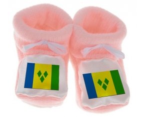 Chausson bébé Drapeau Saint-Vincent-et-les-Grenadines de couleur Rose