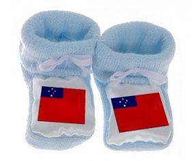 Chausson bébé Drapeau Samoa de couleur Bleu