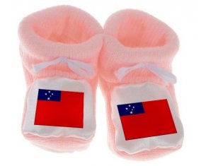 Chausson bébé Drapeau Samoa de couleur Rose