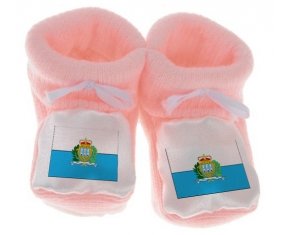 Chausson bébé Drapeau Saint Marin de couleur Rose