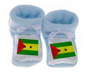Chausson bébé Drapeau Sao Tomé et Principe de couleur Bleu