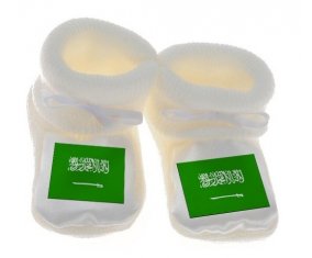 Chausson bébé Drapeau Arabie Saoudite de couleur Blanc