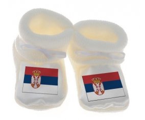 Chausson bébé Drapeau Serbie de couleur Blanc