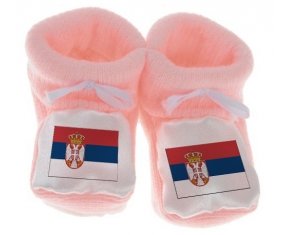 Chausson bébé Drapeau Serbie de couleur Rose