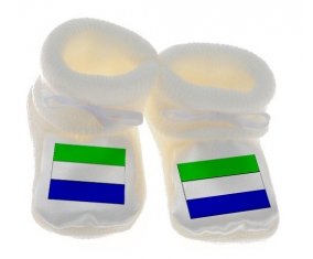 Chausson bébé Drapeau Sierra Leone de couleur Blanc