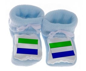 Chausson bébé Drapeau Sierra Leone de couleur Bleu