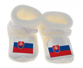 Chausson bébé Drapeau Slovaquie de couleur Blanc