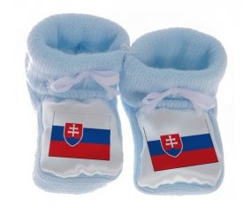 Chausson bébé Drapeau Slovaquie de couleur Bleu