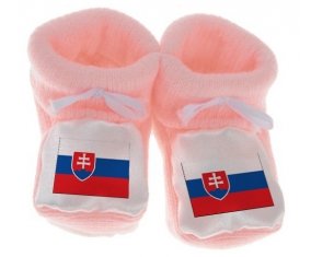Chausson bébé Drapeau Slovaquie de couleur Rose
