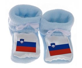 Chausson bébé Drapeau Slovénie de couleur Bleu