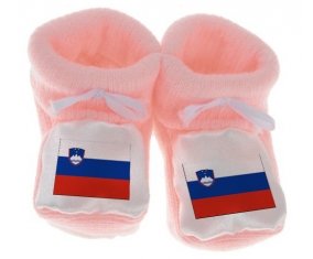 Chausson bébé Drapeau Slovénie de couleur Rose