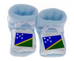 Chausson bébé Drapeau îles Salomon de couleur Bleu