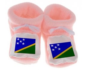 Chausson bébé Drapeau îles Salomon de couleur Rose