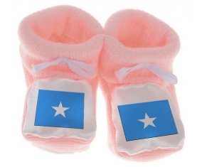 Chausson bébé Drapeau Somalie de couleur Rose