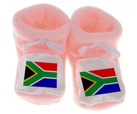 Chausson bébé Drapeau Afrique du Sud de couleur Rose