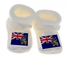 Chausson bébé Drapeau Géorgie du Sud et les Îles Sandwich du Sud de couleur Blanc