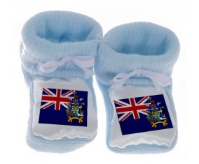 Chausson bébé Drapeau Géorgie du Sud et les Îles Sandwich du Sud de couleur Bleu