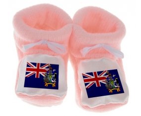Chausson bébé Drapeau Géorgie du Sud et les Îles Sandwich du Sud de couleur Rose