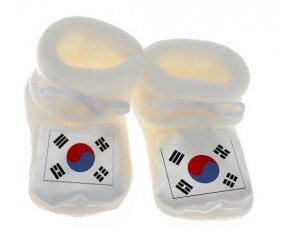 Chausson bébé Drapeau Corée du Sud de couleur Blanc