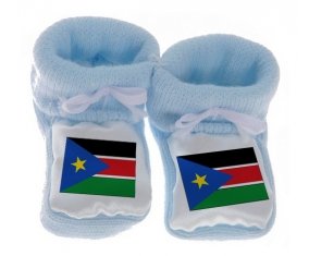 Chausson bébé Drapeau Soudan du sud de couleur Bleu
