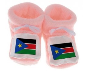 Chausson bébé Drapeau Soudan du sud de couleur Rose