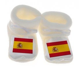 Chausson bébé Drapeau Espagne de couleur Blanc