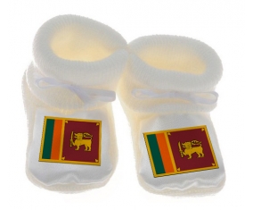 Chausson bébé Drapeau Sri Lanka Srilanka de couleur Blanc