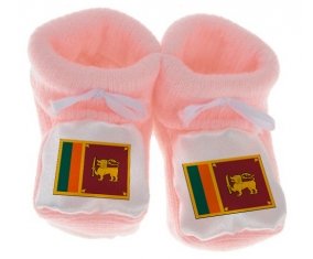 Chausson bébé Drapeau Sri Lanka Srilanka de couleur Rose