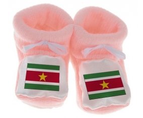Chausson bébé Drapeau Suriname de couleur Rose