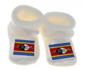 Chausson bébé Drapeau Swaziland de couleur Blanc