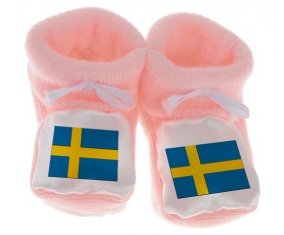 Chausson bébé Drapeau Suède de couleur Rose