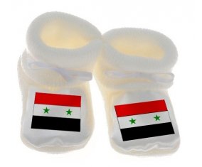 Chausson bébé Drapeau République arabe syrienne de couleur Blanc