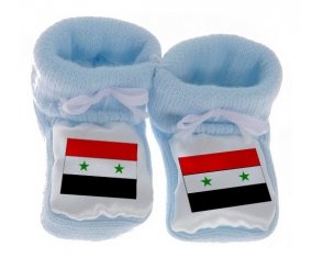 Chausson bébé Drapeau République arabe syrienne de couleur Bleu