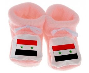 Chausson bébé Drapeau République arabe syrienne de couleur Rose