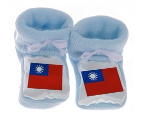 Chausson bébé Drapeau Taïwan de couleur Bleu