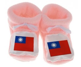 Chausson bébé Drapeau Taïwan de couleur Rose