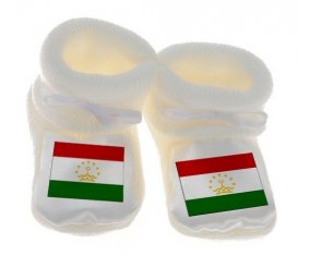 Chausson bébé Drapeau Tadjikistan de couleur Blanc