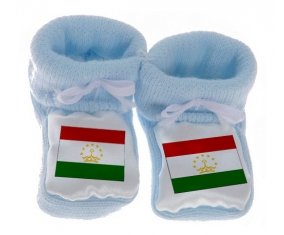 Chausson bébé Drapeau Tadjikistan de couleur Bleu