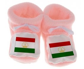 Chausson bébé Drapeau Tadjikistan de couleur Rose