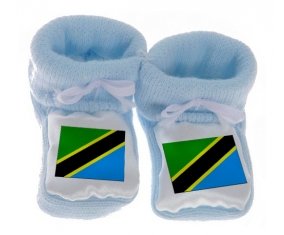 Chausson bébé Drapeau Tanzanie de couleur Bleu