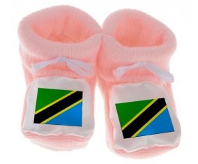 Chausson bébé Drapeau Tanzanie de couleur Rose